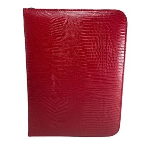 Goal Maker Red Leather Reptile Design Binder